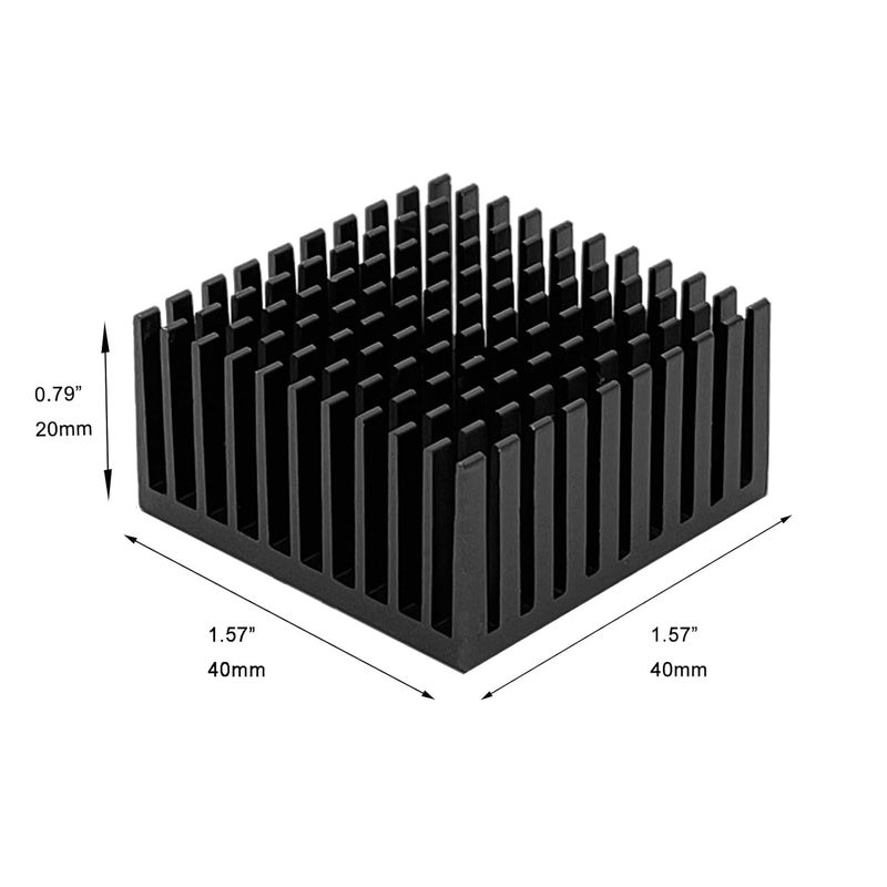 DVUIYYL 40mm Heatsink Heatsink Aluminum Heatsink, 40x40x20mm+3M8810 Thermal Conductive Adhesive Tape. Suitable for TEC1-12706 Thermal Peltier Module, Peltier Cooler, Stepper Motor Cooling - Image 2